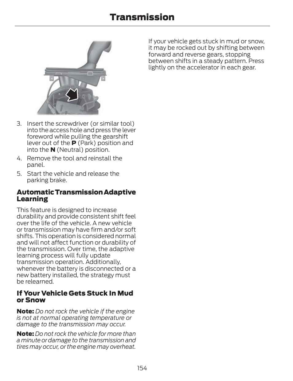 Transmission | FORD 2014 Fusion v.1 User Manual | Page 157 / 457