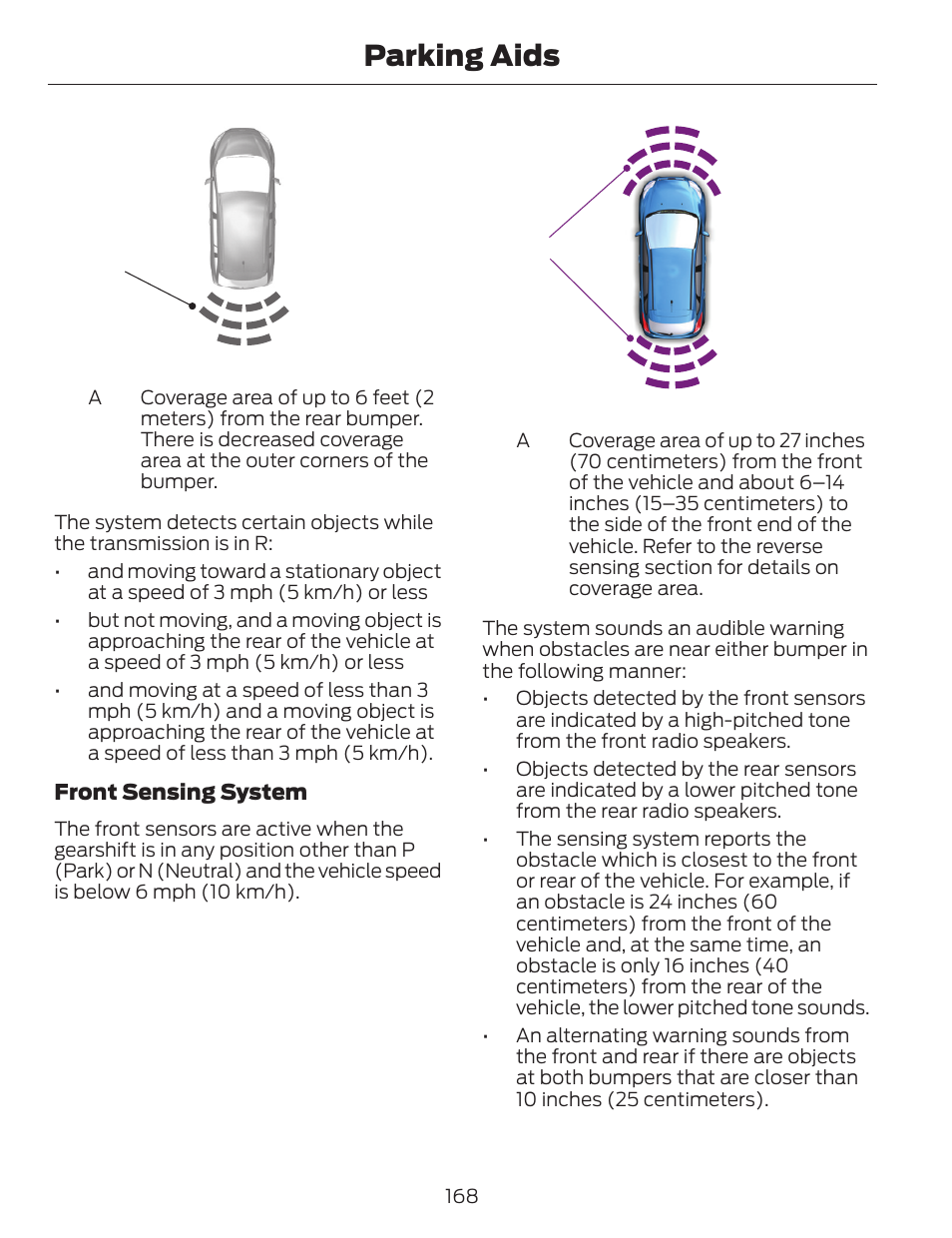 Parking aids | FORD 2014 Fusion v.1 User Manual | Page 171 / 457
