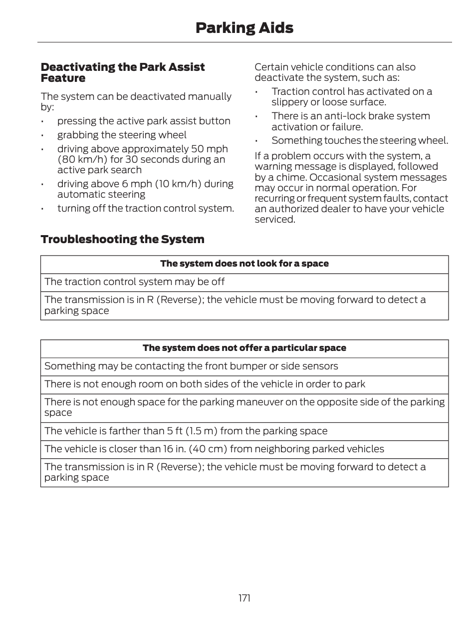 Parking aids | FORD 2014 Fusion v.1 User Manual | Page 174 / 457