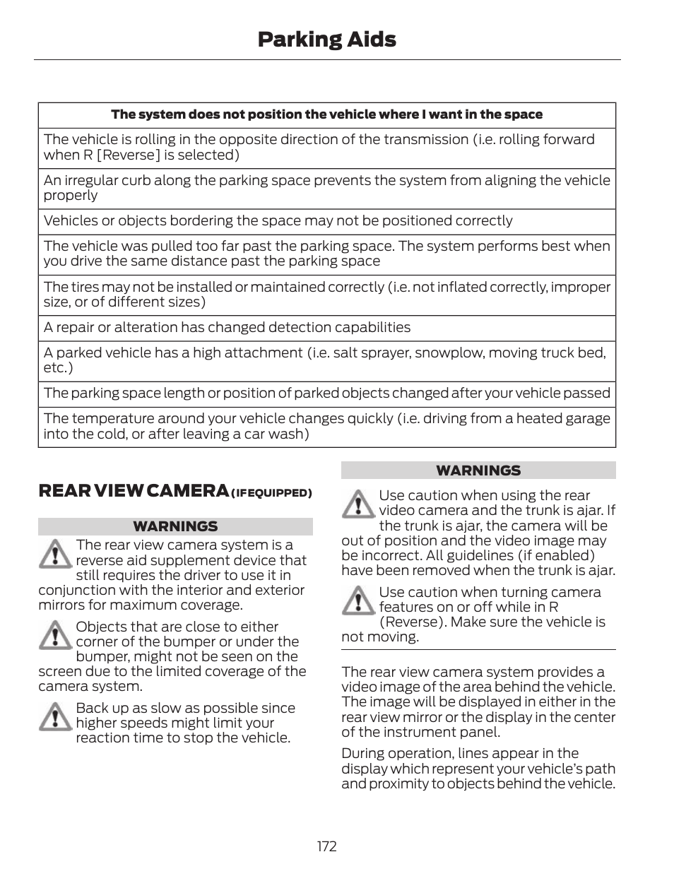 Parking aids, Rear view camera | FORD 2014 Fusion v.1 User Manual | Page 175 / 457