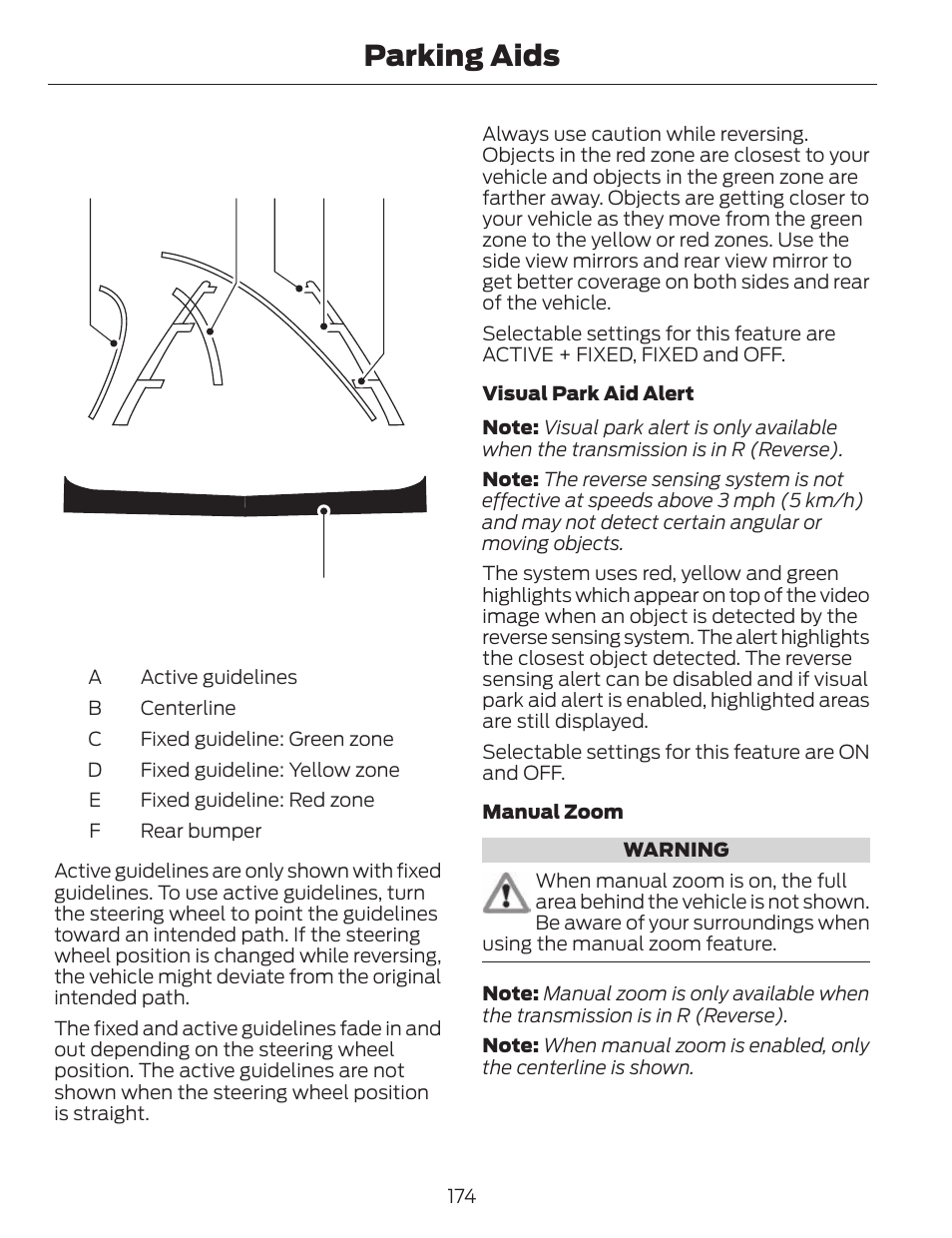 Parking aids | FORD 2014 Fusion v.1 User Manual | Page 177 / 457