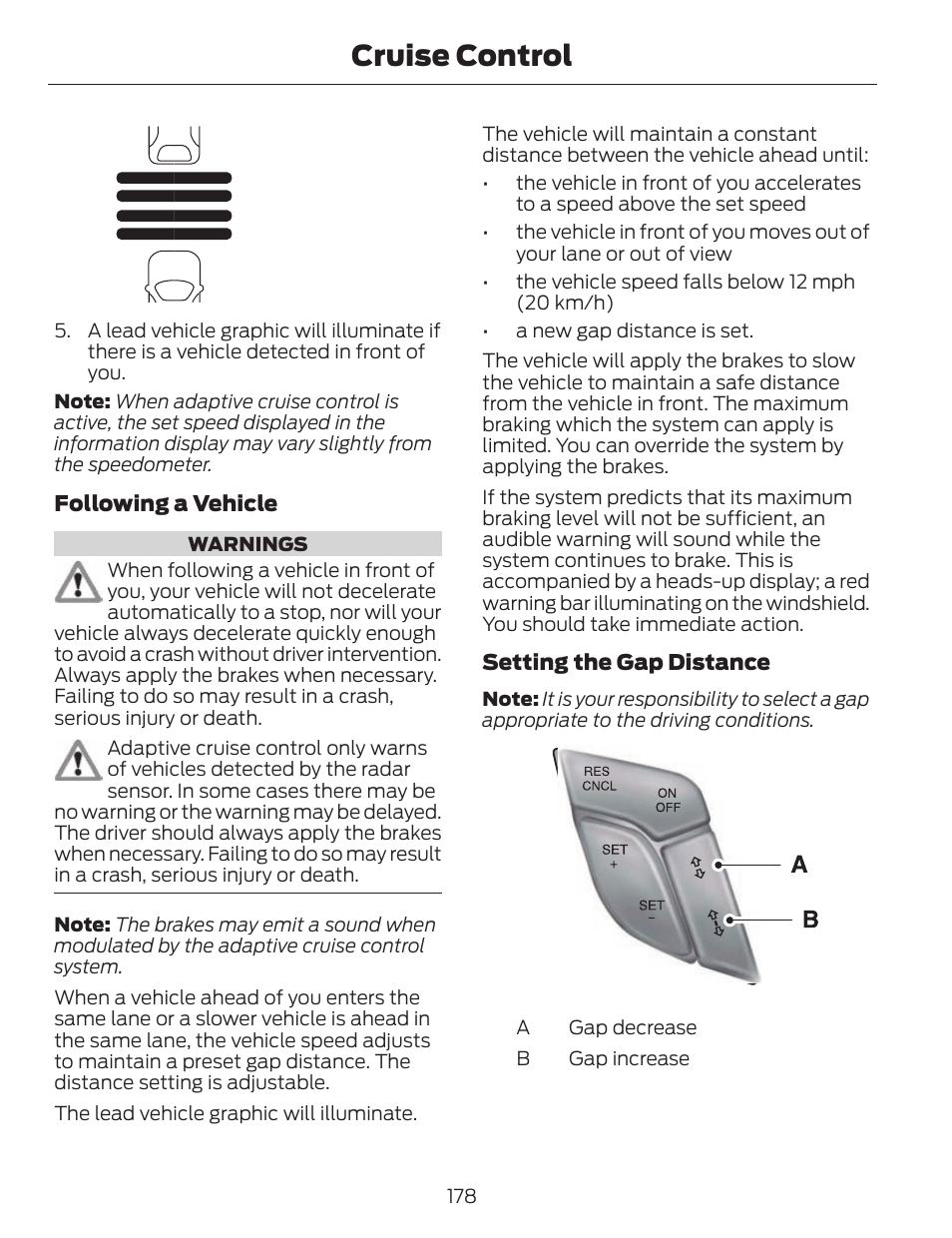 Cruise control | FORD 2014 Fusion v.1 User Manual | Page 181 / 457