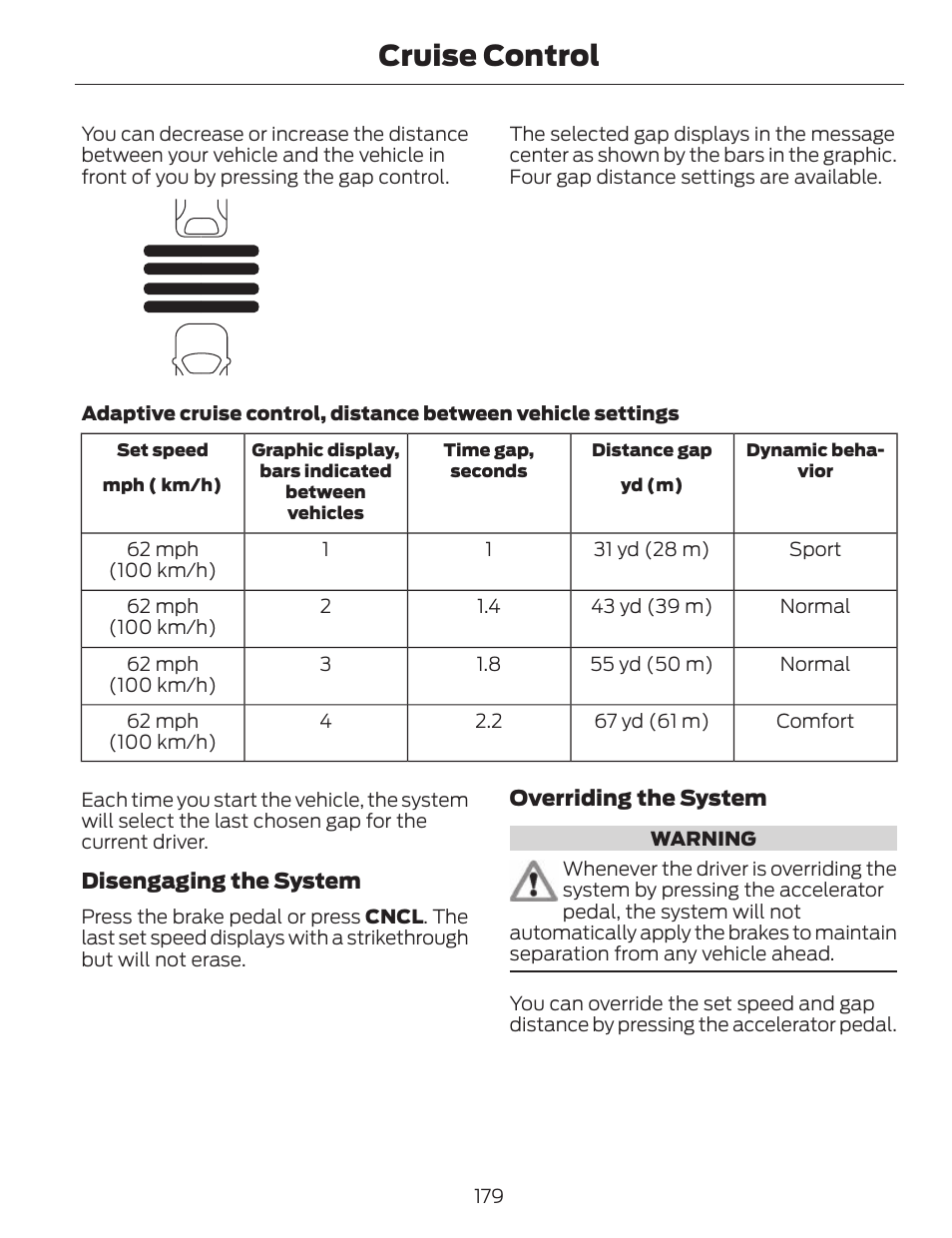 Cruise control | FORD 2014 Fusion v.1 User Manual | Page 182 / 457