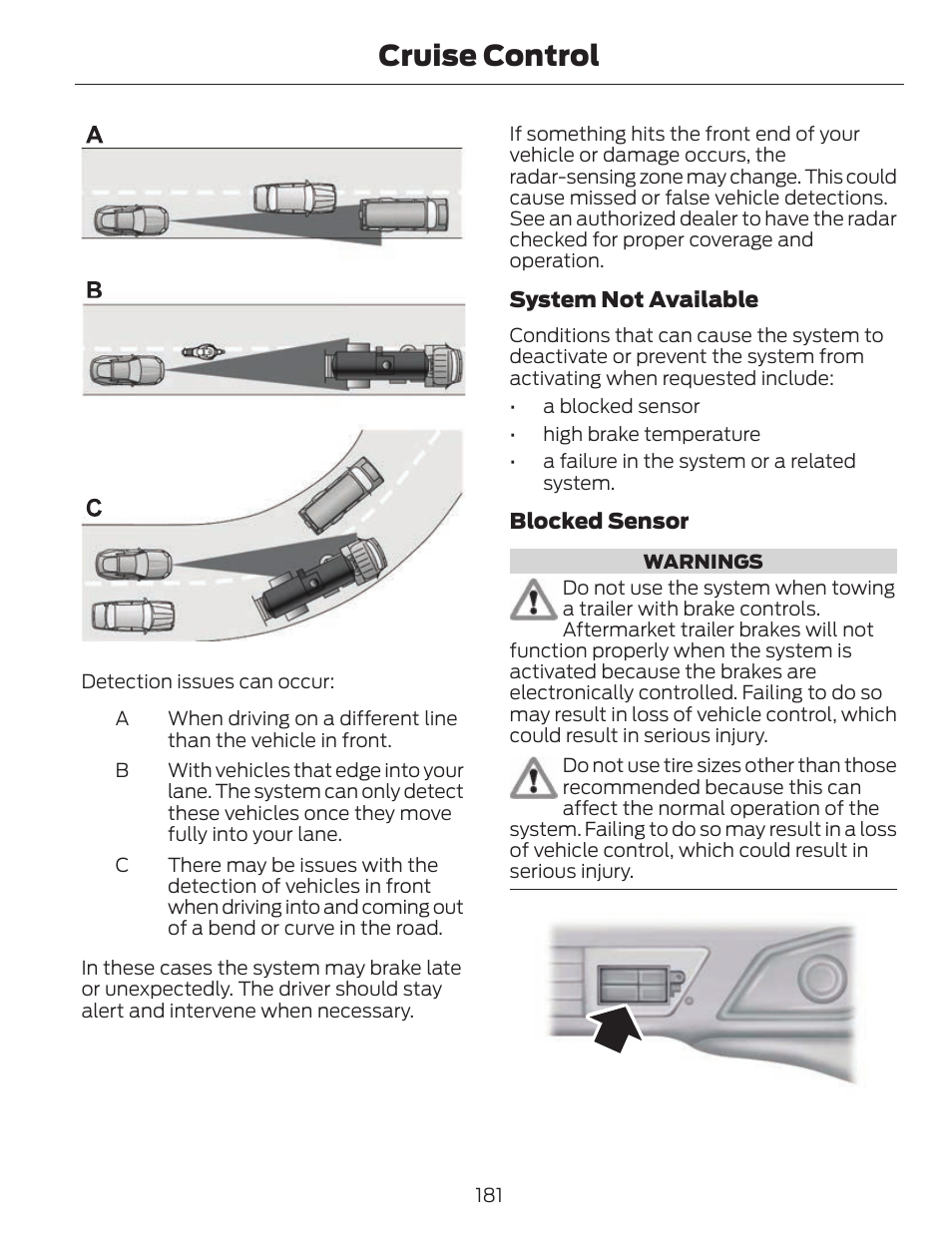 Cruise control | FORD 2014 Fusion v.1 User Manual | Page 184 / 457