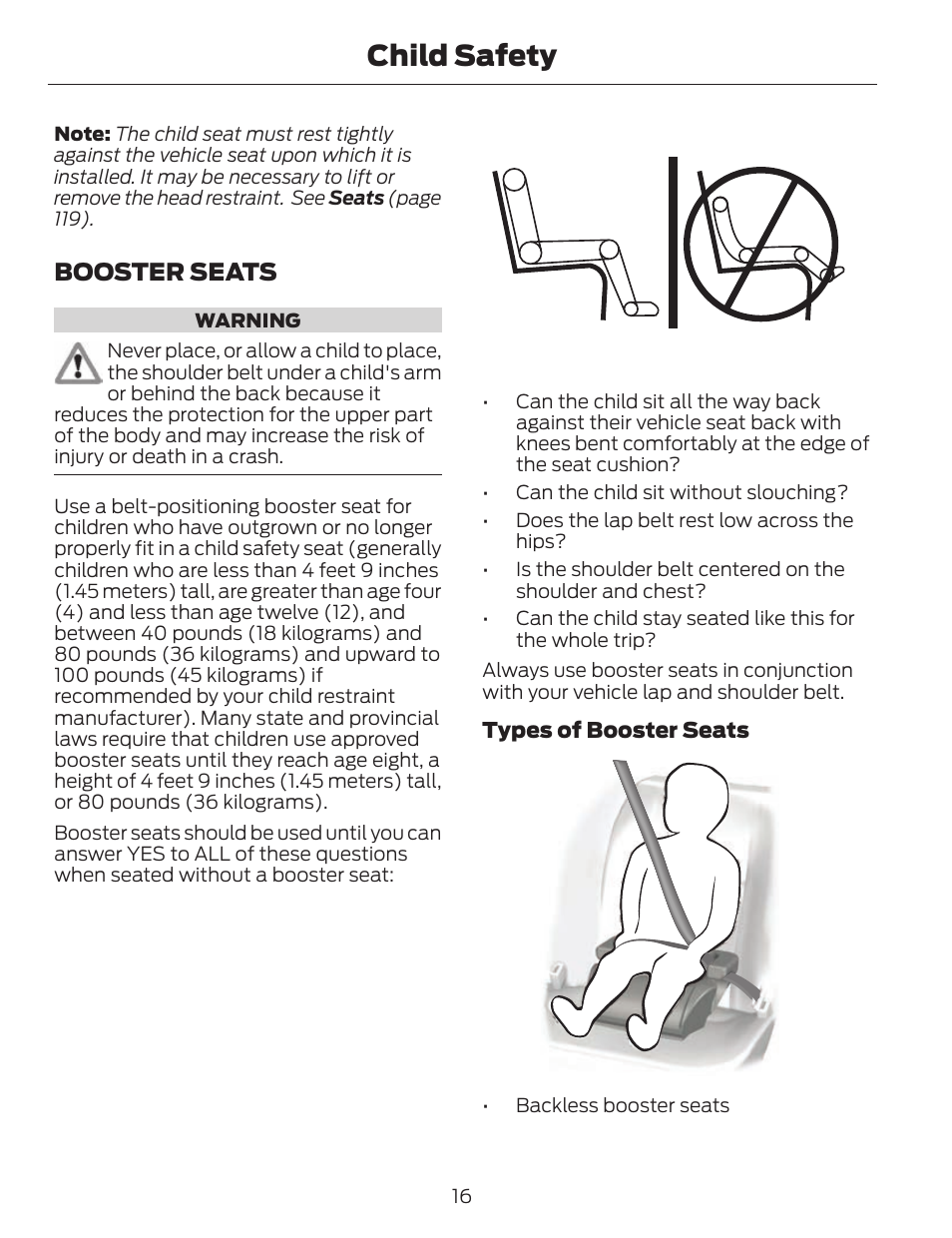 Child safety, Booster seats | FORD 2014 Fusion v.1 User Manual | Page 19 / 457