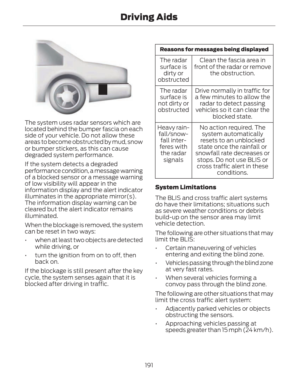 Driving aids | FORD 2014 Fusion v.1 User Manual | Page 194 / 457