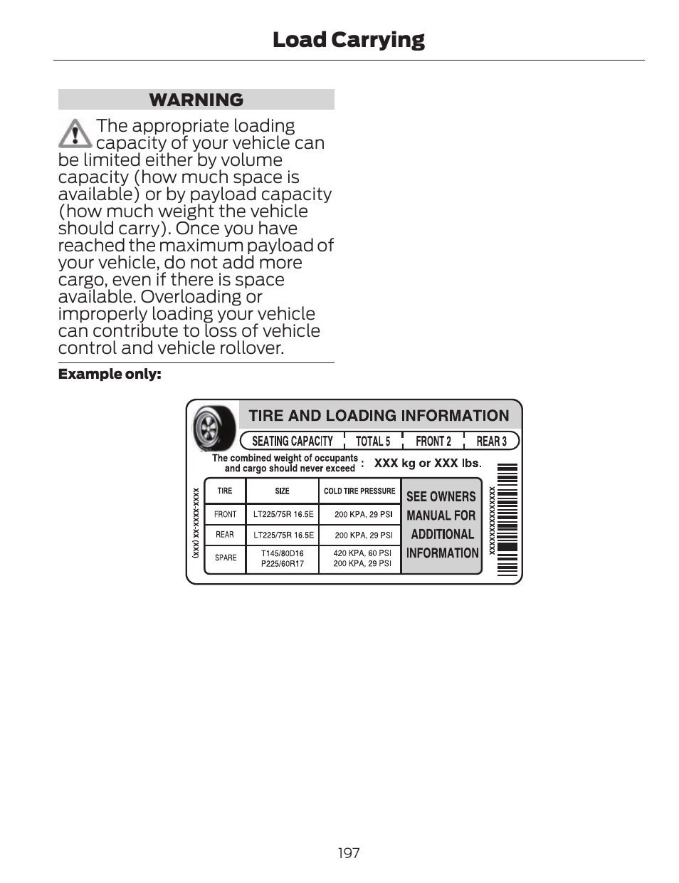 Load carrying | FORD 2014 Fusion v.1 User Manual | Page 200 / 457