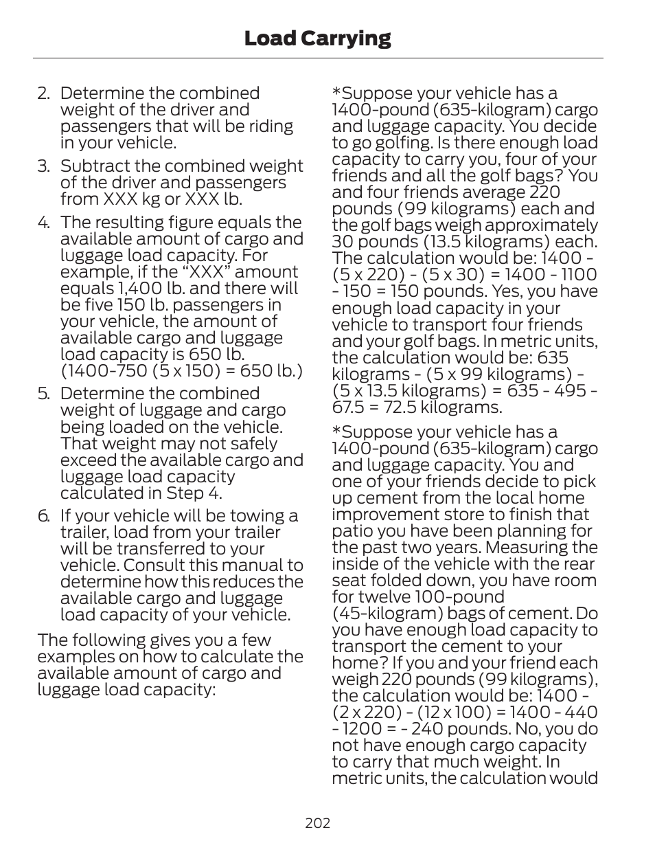 Load carrying | FORD 2014 Fusion v.1 User Manual | Page 205 / 457