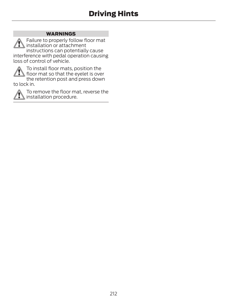 Driving hints | FORD 2014 Fusion v.1 User Manual | Page 215 / 457