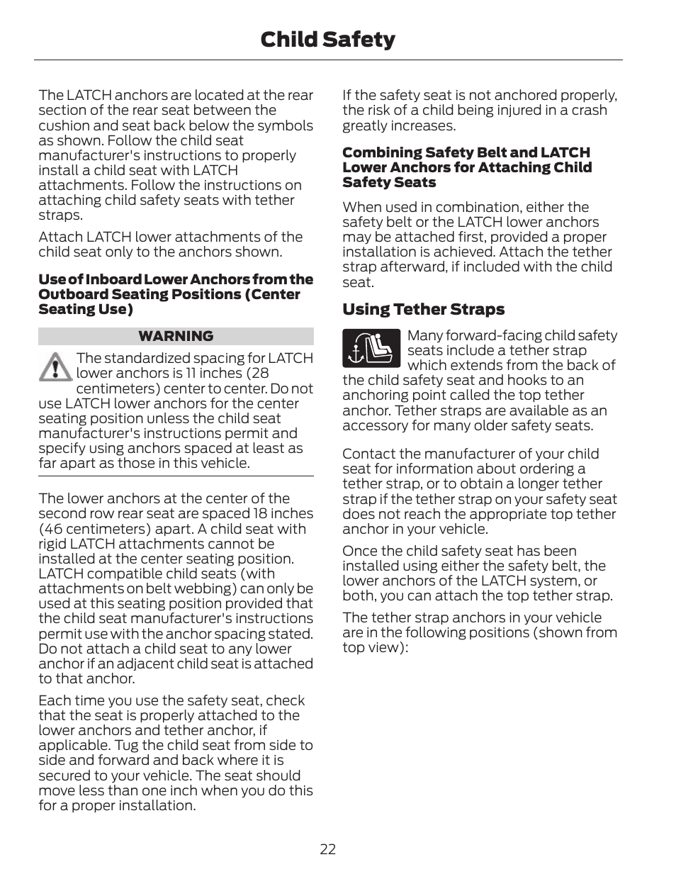 Child safety | FORD 2014 Fusion v.1 User Manual | Page 25 / 457