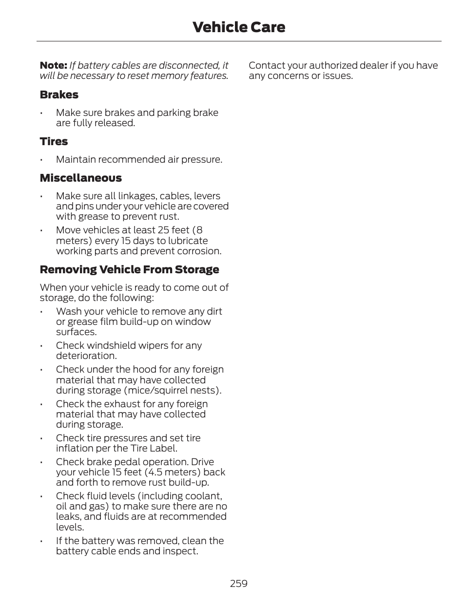 Vehicle care | FORD 2014 Fusion v.1 User Manual | Page 262 / 457