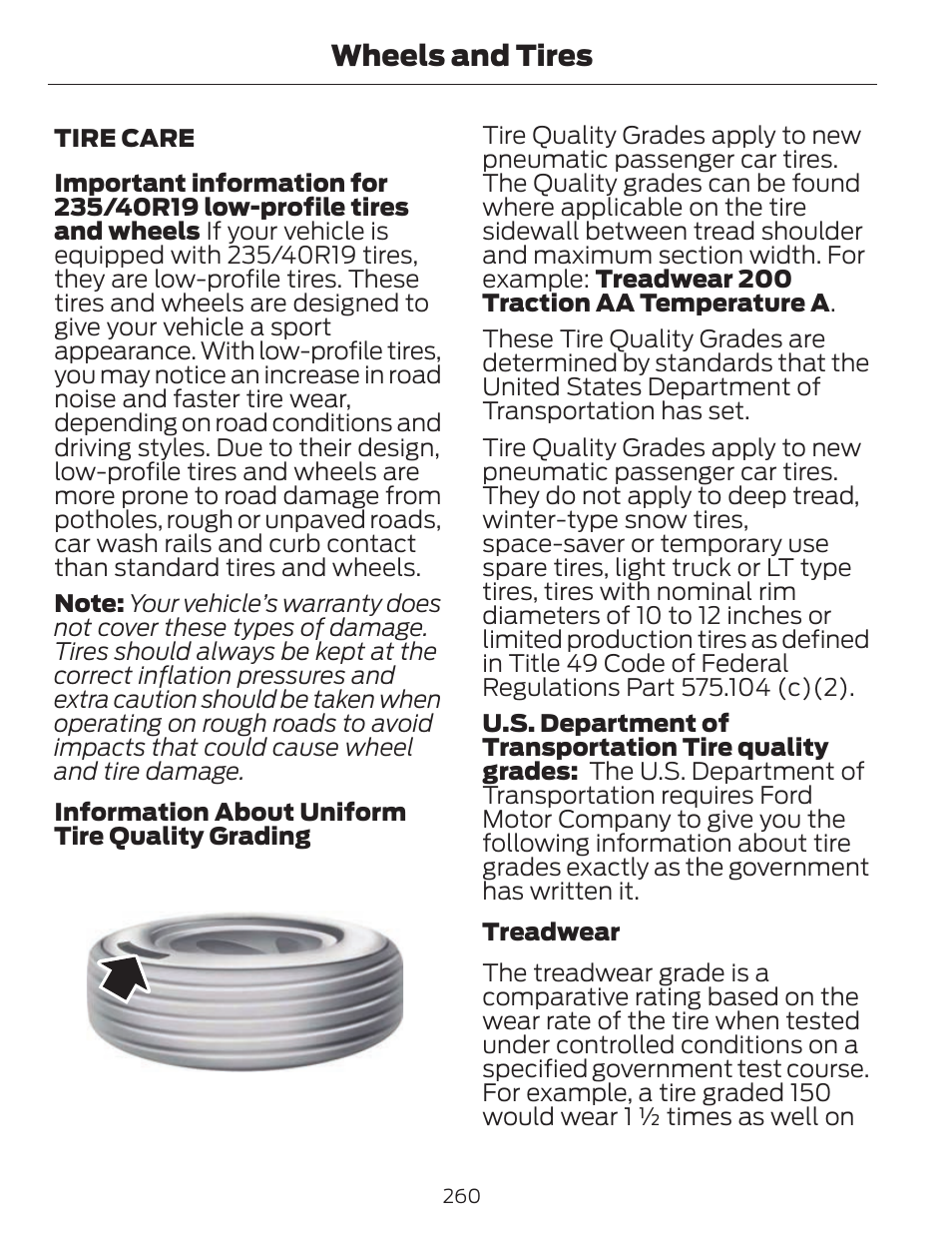 Wheels and tires | FORD 2014 Fusion v.1 User Manual | Page 263 / 457
