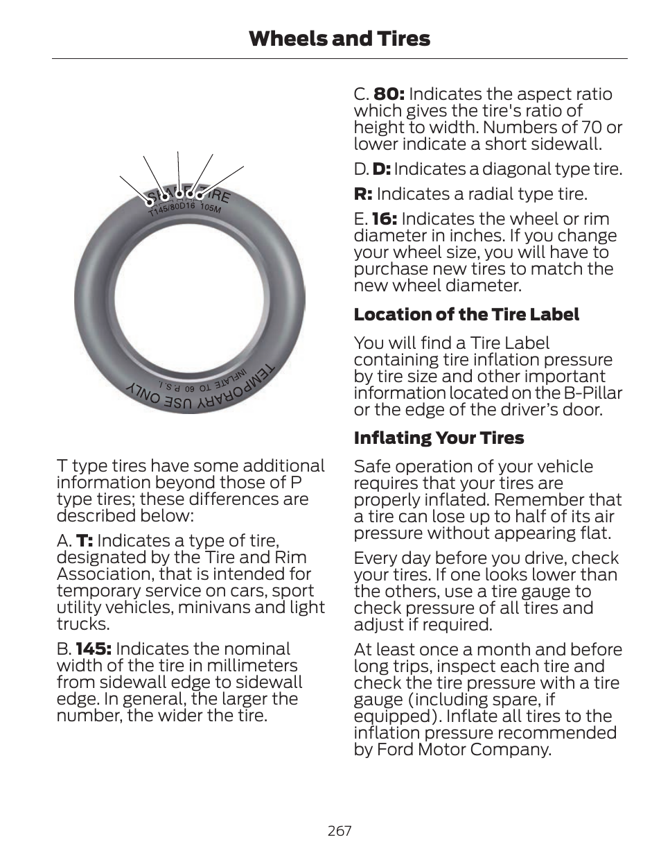 Wheels and tires | FORD 2014 Fusion v.1 User Manual | Page 270 / 457