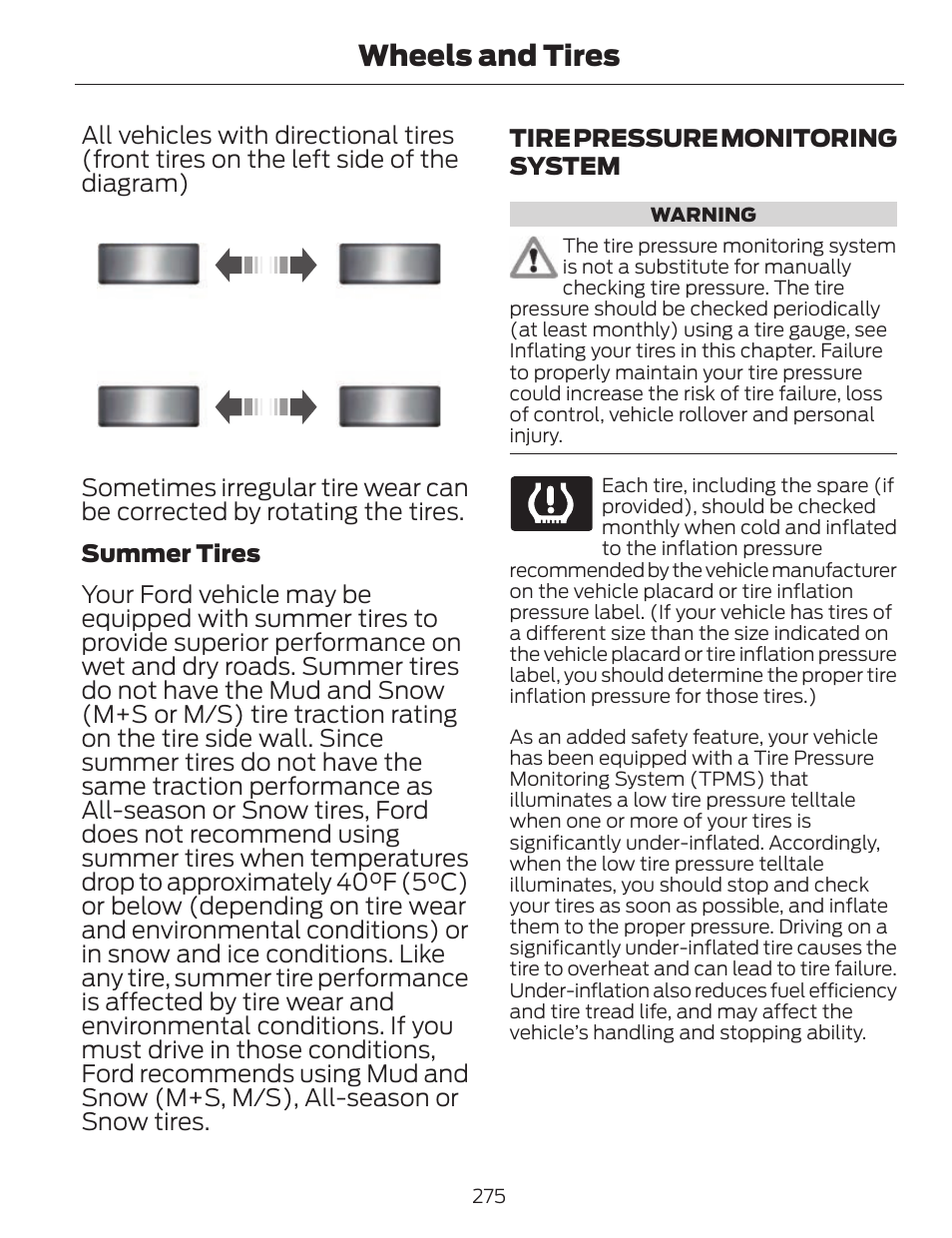 Wheels and tires | FORD 2014 Fusion v.1 User Manual | Page 278 / 457