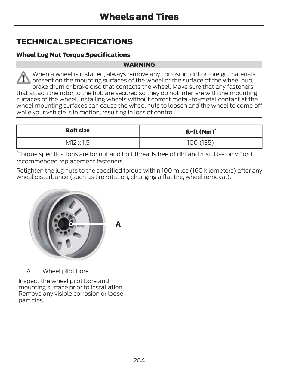 Wheels and tires, Technical specifications | FORD 2014 Fusion v.1 User Manual | Page 287 / 457