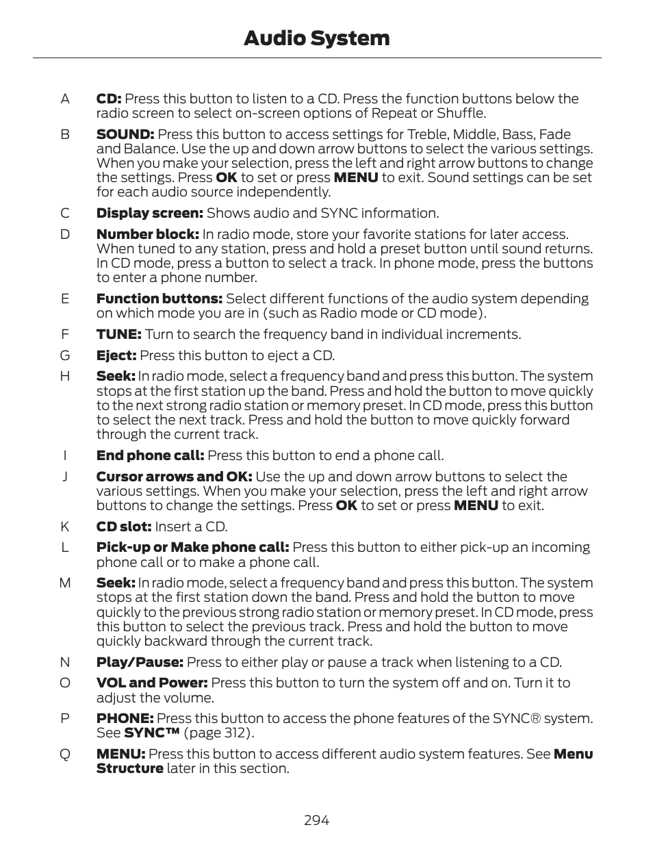 Audio system | FORD 2014 Fusion v.1 User Manual | Page 297 / 457