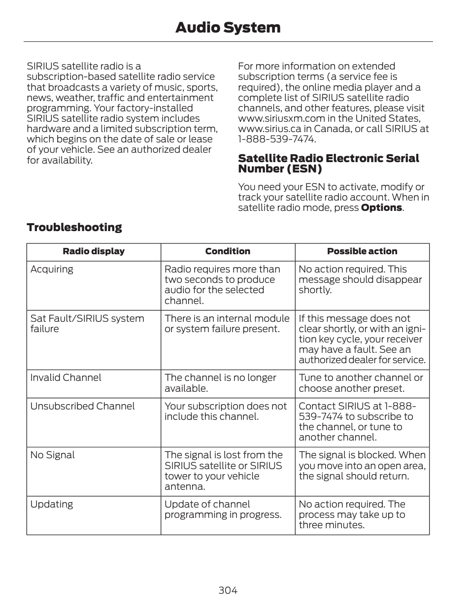 Audio system | FORD 2014 Fusion v.1 User Manual | Page 307 / 457