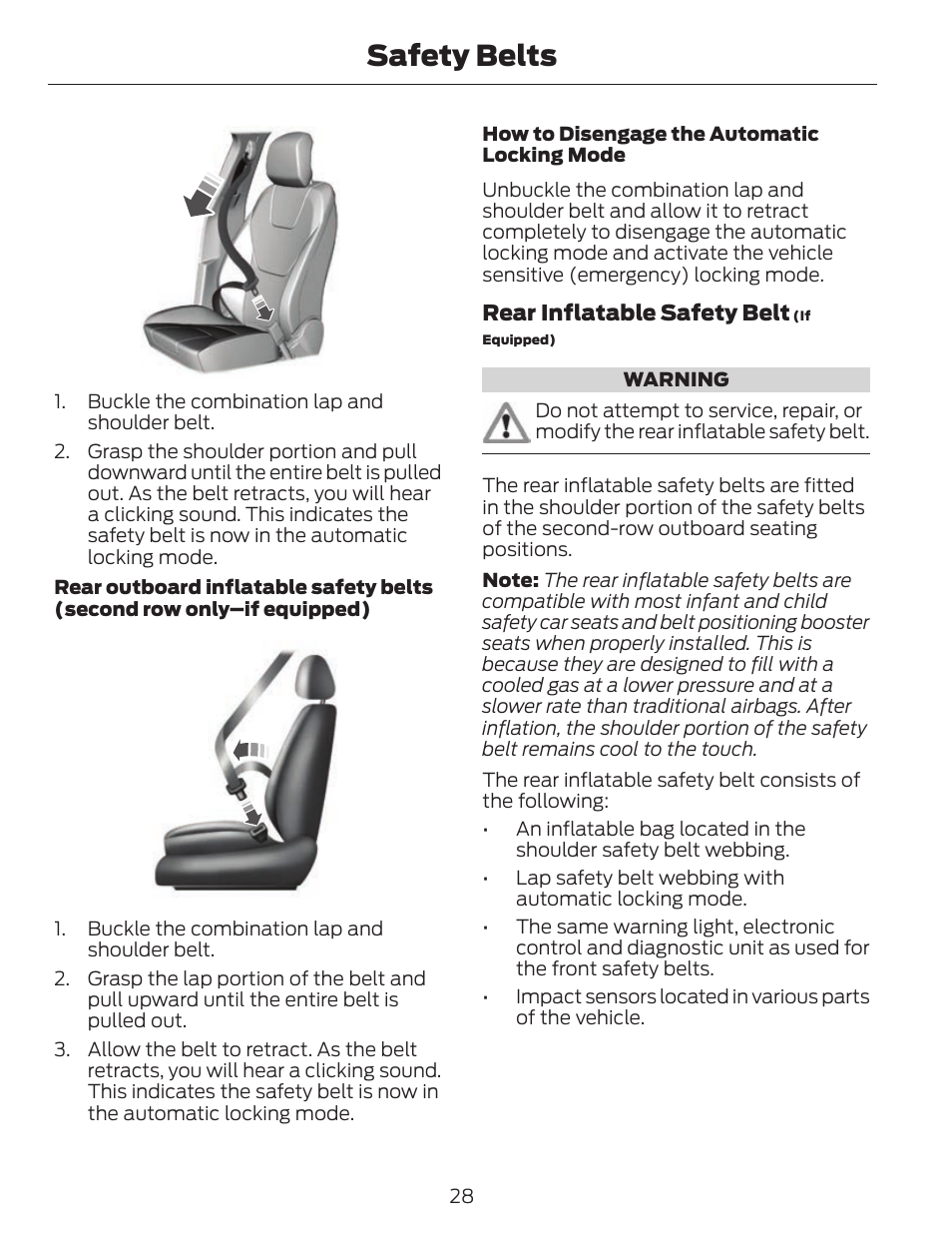 Safety belts | FORD 2014 Fusion v.1 User Manual | Page 31 / 457