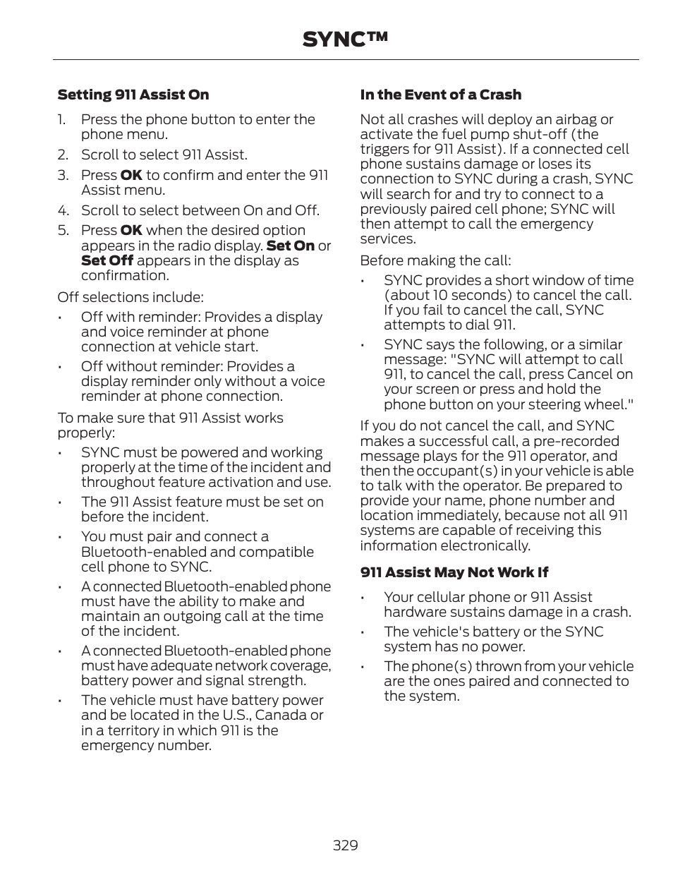 Sync | FORD 2014 Fusion v.1 User Manual | Page 332 / 457