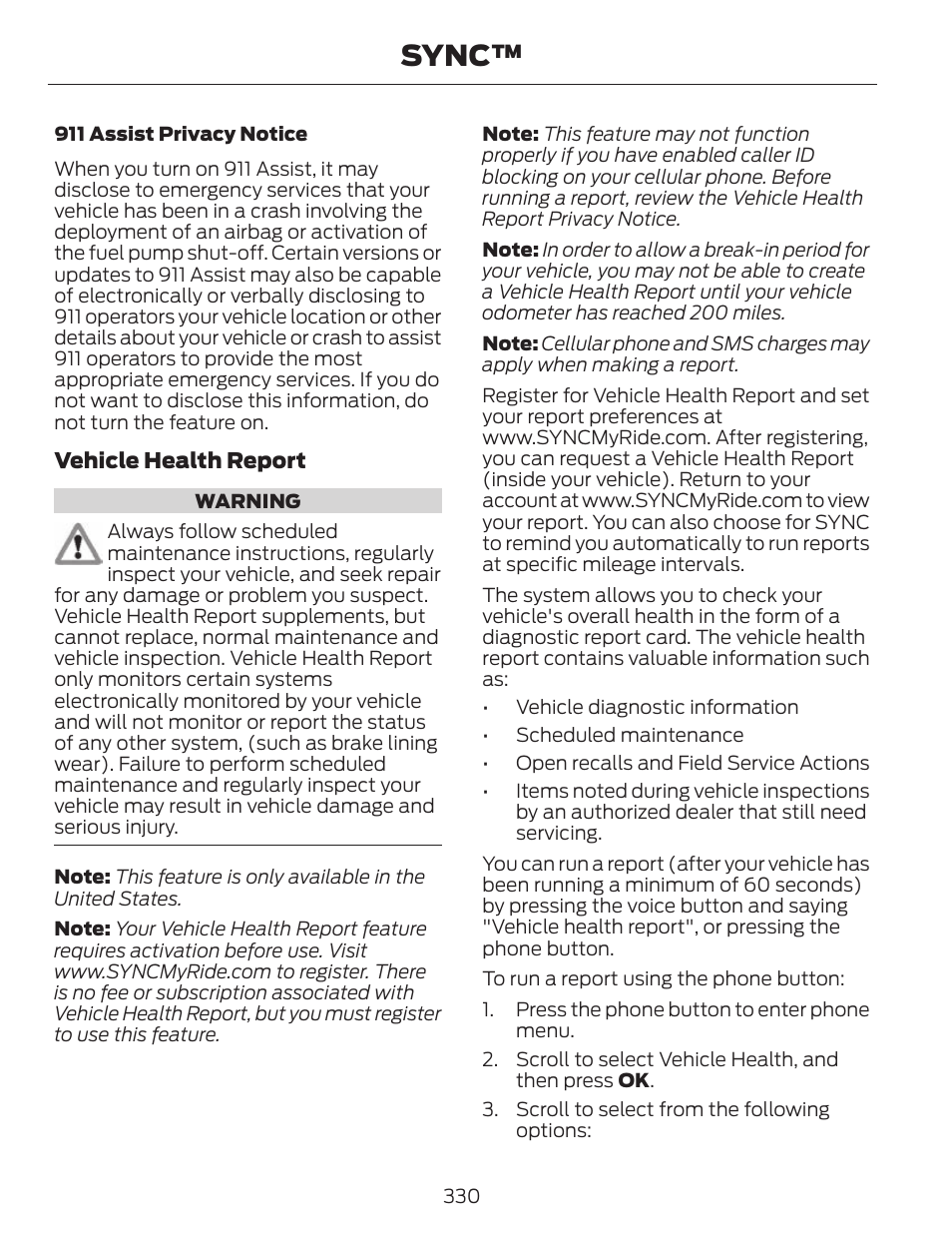 Sync | FORD 2014 Fusion v.1 User Manual | Page 333 / 457