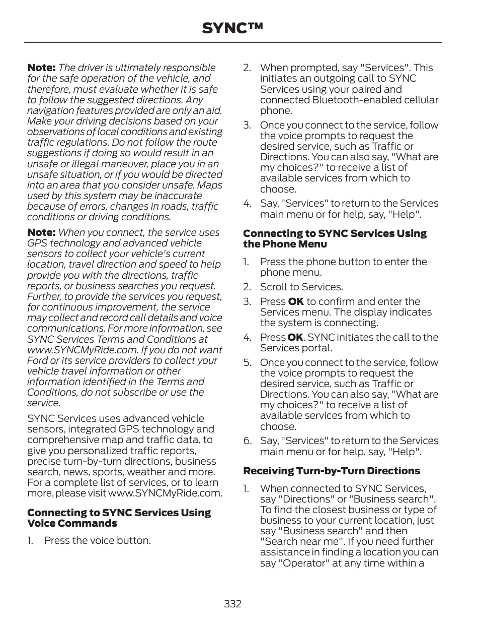 Sync | FORD 2014 Fusion v.1 User Manual | Page 335 / 457