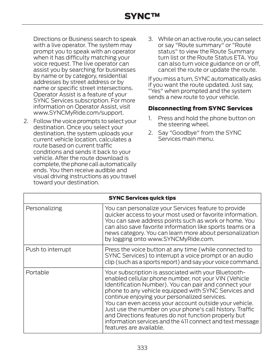 Sync | FORD 2014 Fusion v.1 User Manual | Page 336 / 457