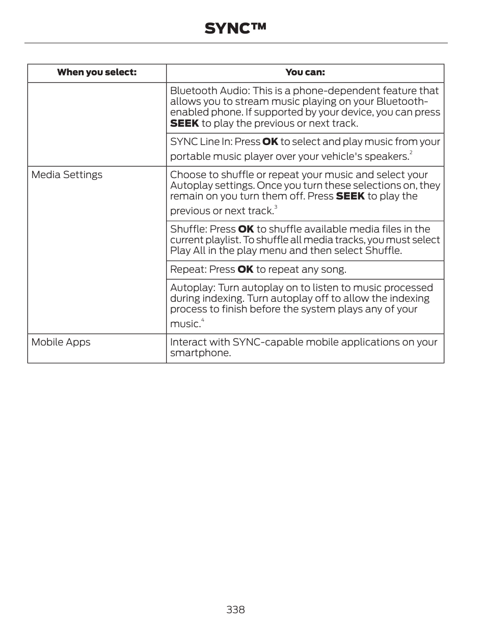Sync | FORD 2014 Fusion v.1 User Manual | Page 341 / 457