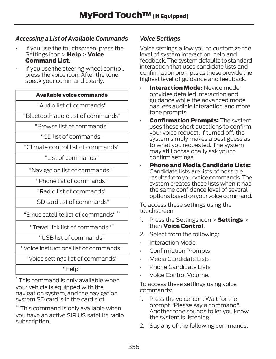 Myford touch | FORD 2014 Fusion v.1 User Manual | Page 359 / 457