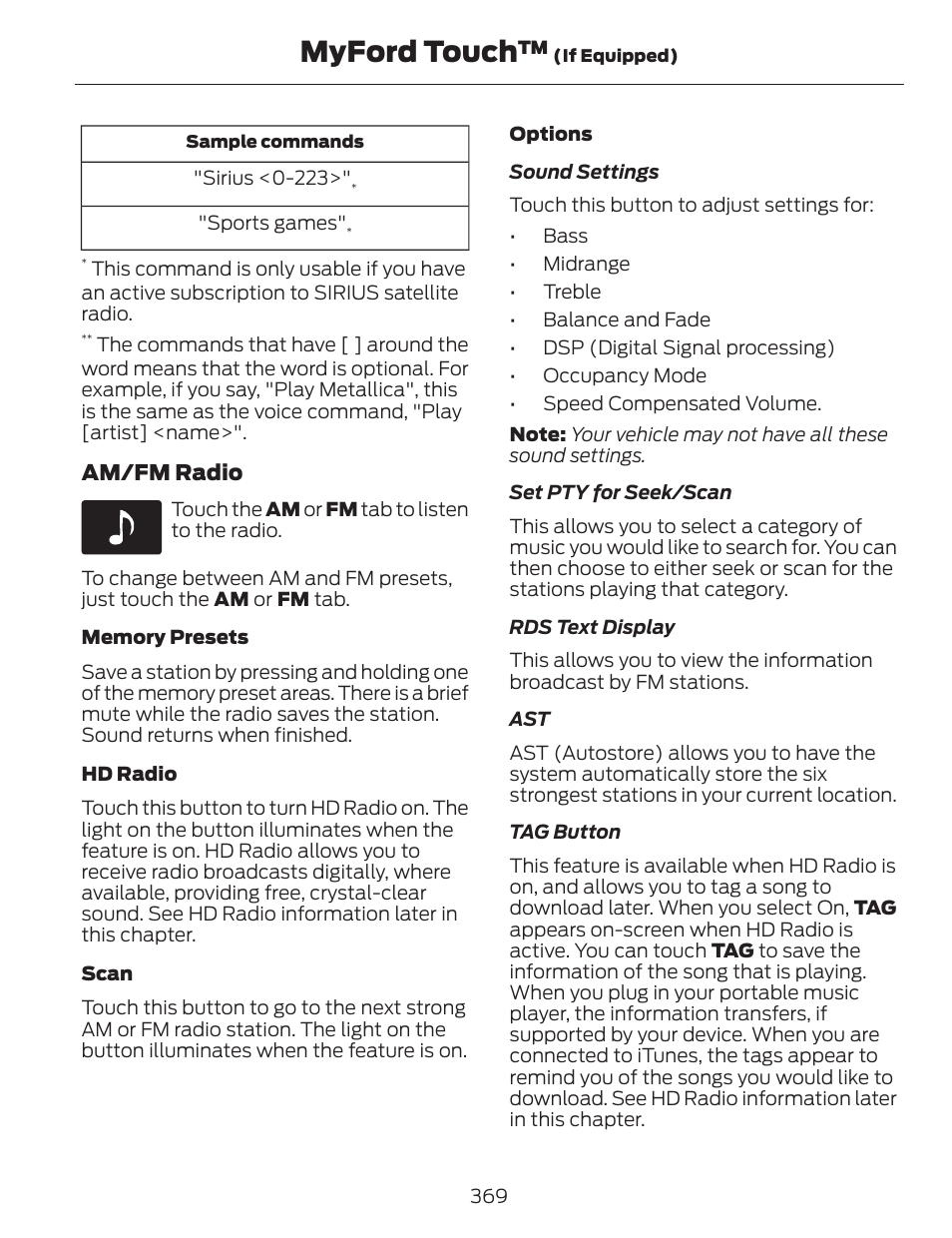 Myford touch | FORD 2014 Fusion v.1 User Manual | Page 372 / 457