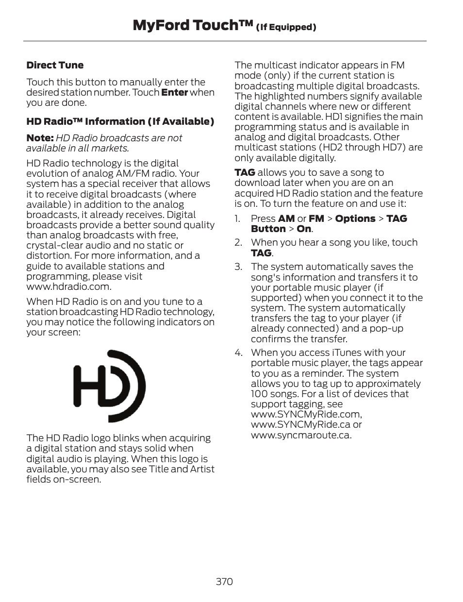 Myford touch | FORD 2014 Fusion v.1 User Manual | Page 373 / 457