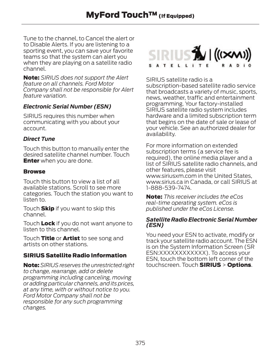 Myford touch | FORD 2014 Fusion v.1 User Manual | Page 378 / 457