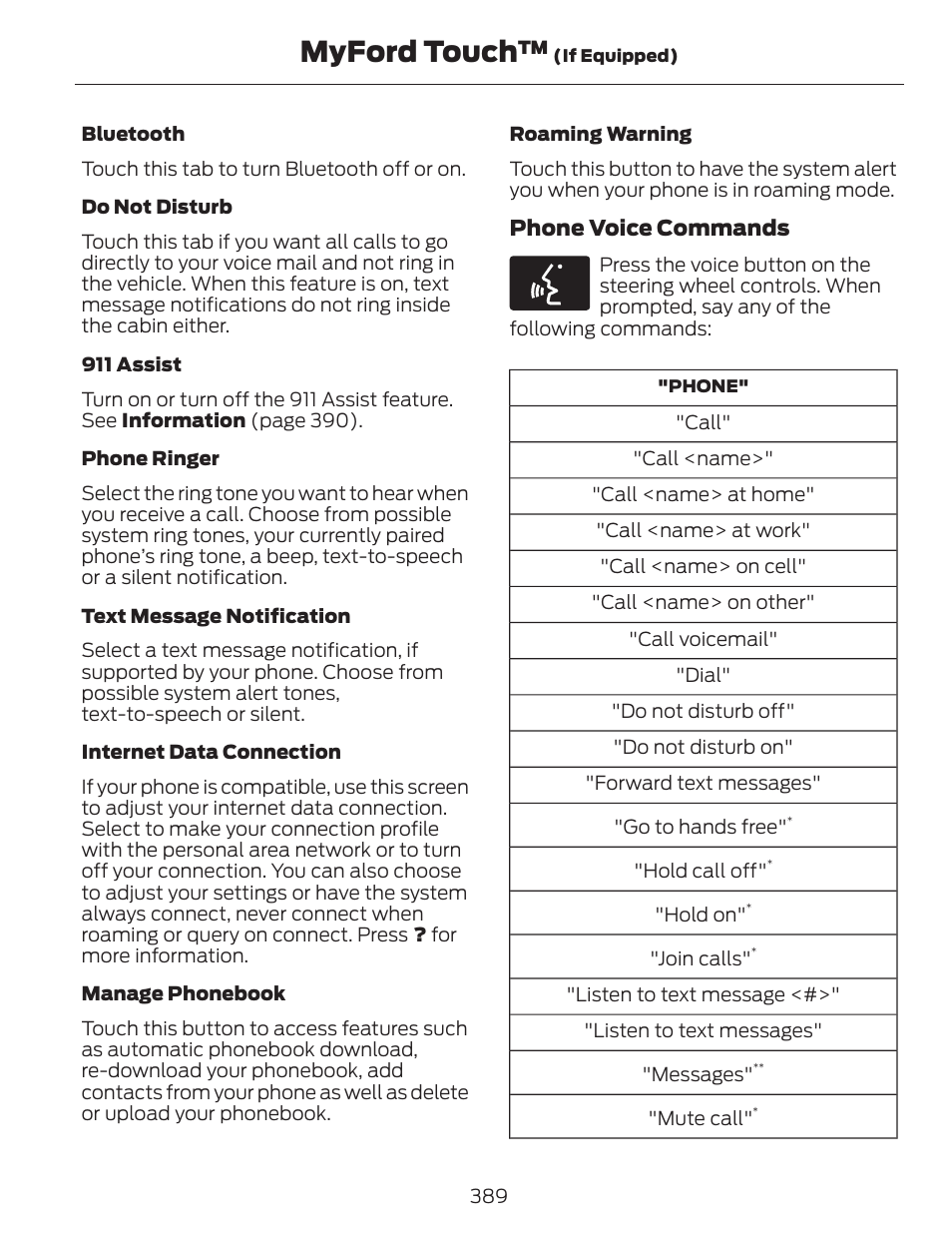 Myford touch | FORD 2014 Fusion v.1 User Manual | Page 392 / 457