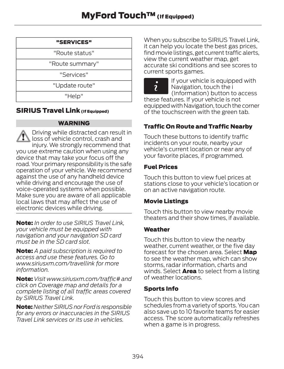 Myford touch | FORD 2014 Fusion v.1 User Manual | Page 397 / 457