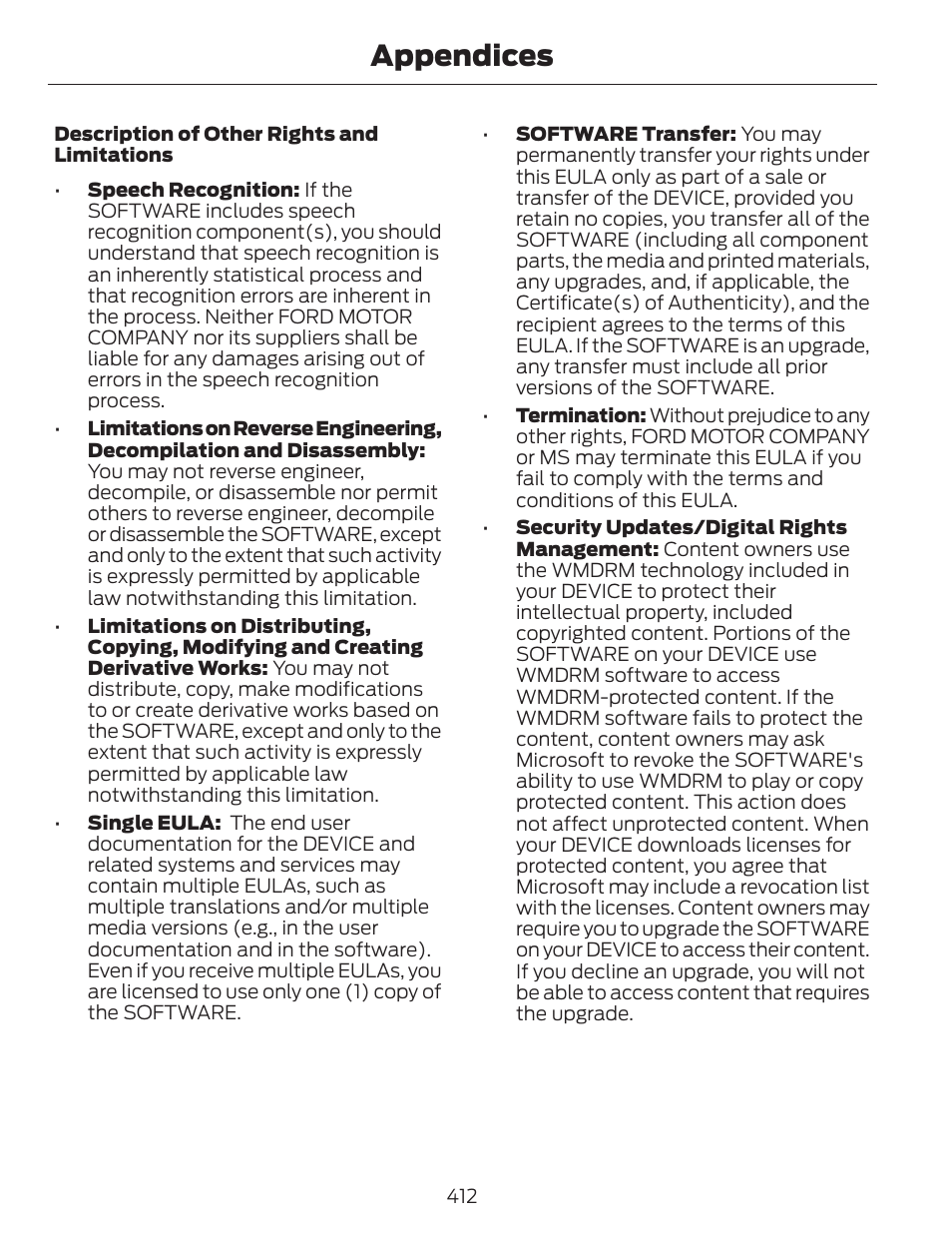 Appendices | FORD 2014 Fusion v.1 User Manual | Page 415 / 457