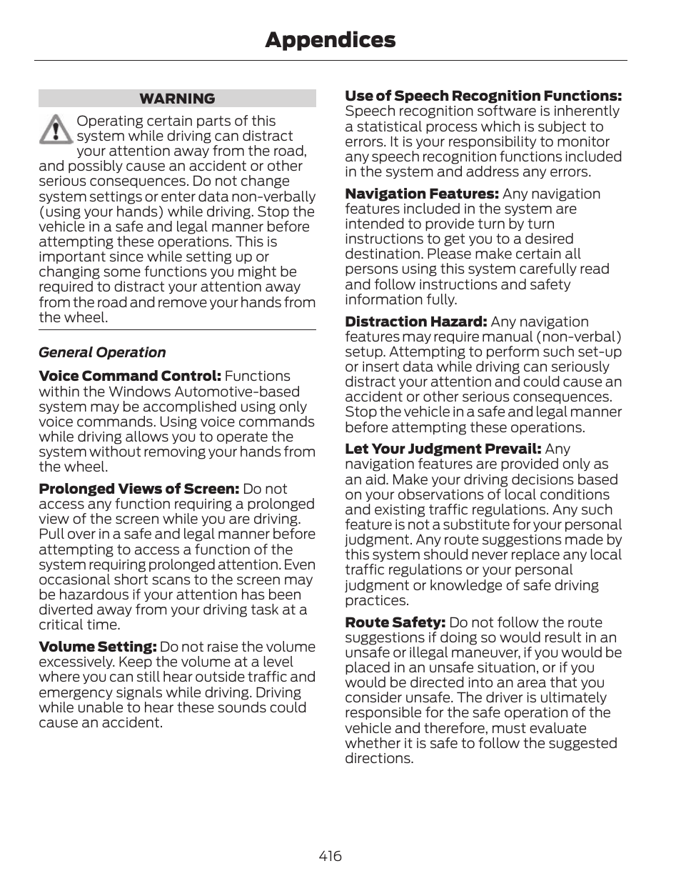 Appendices | FORD 2014 Fusion v.1 User Manual | Page 419 / 457