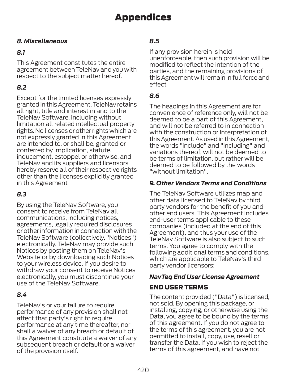 Appendices | FORD 2014 Fusion v.1 User Manual | Page 423 / 457