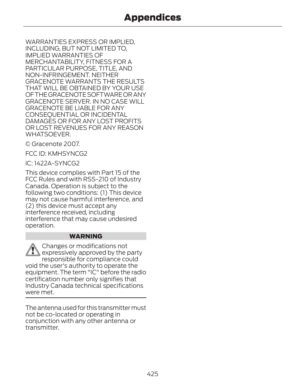 Appendices | FORD 2014 Fusion v.1 User Manual | Page 428 / 457