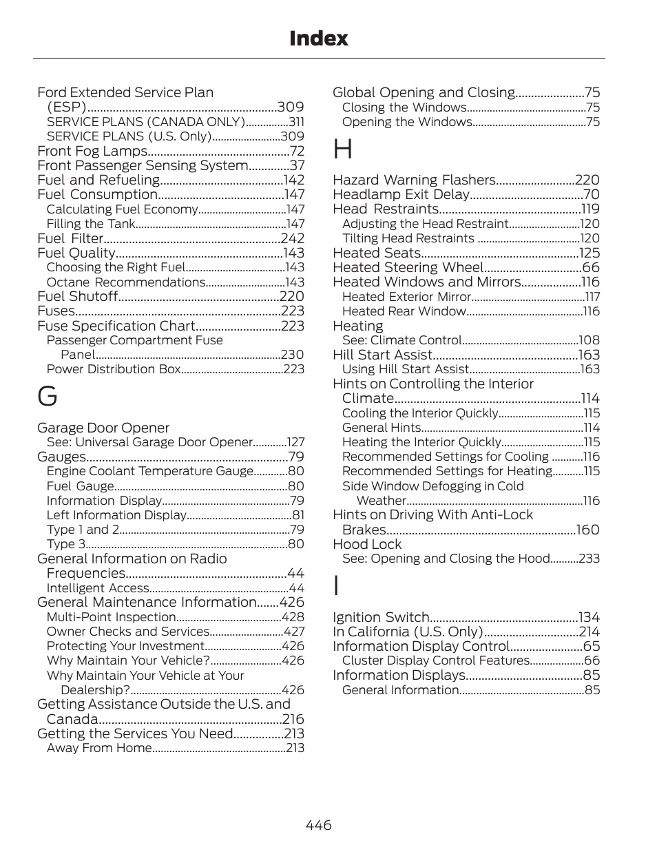 Index | FORD 2014 Fusion v.1 User Manual | Page 449 / 457