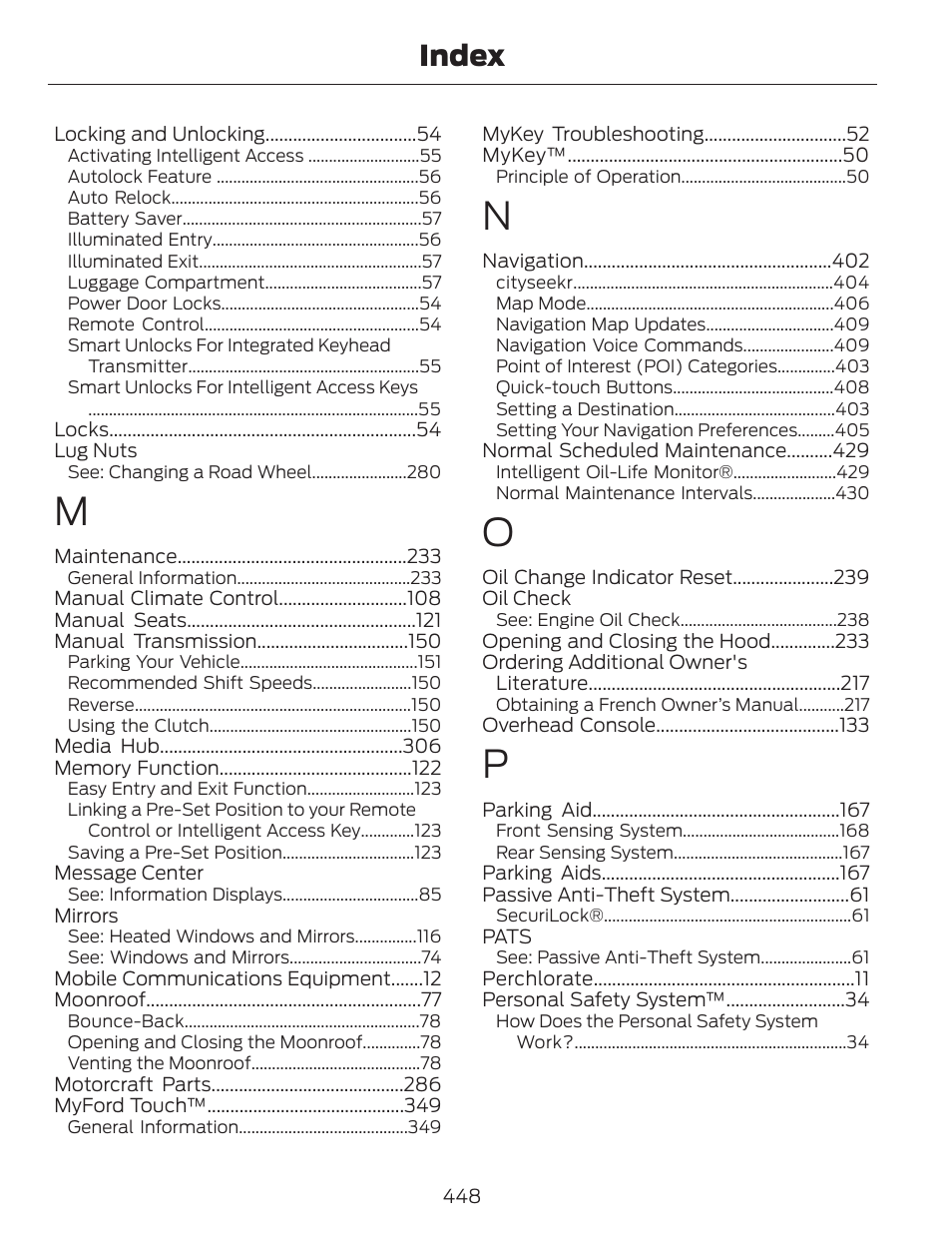 Index | FORD 2014 Fusion v.1 User Manual | Page 451 / 457
