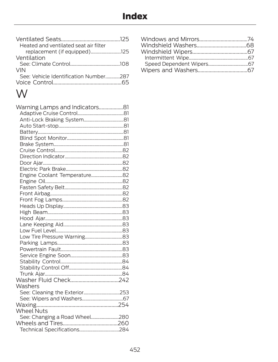 Index | FORD 2014 Fusion v.1 User Manual | Page 455 / 457