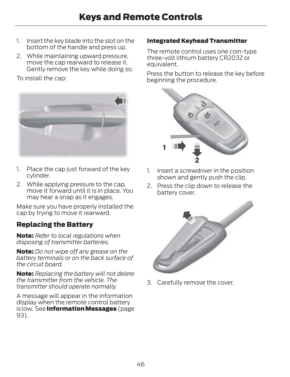 Keys and remote controls | FORD 2014 Fusion v.1 User Manual | Page 49 / 457