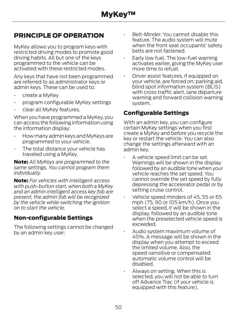 Mykey, Principle of operation | FORD 2014 Fusion v.1 User Manual | Page 53 / 457