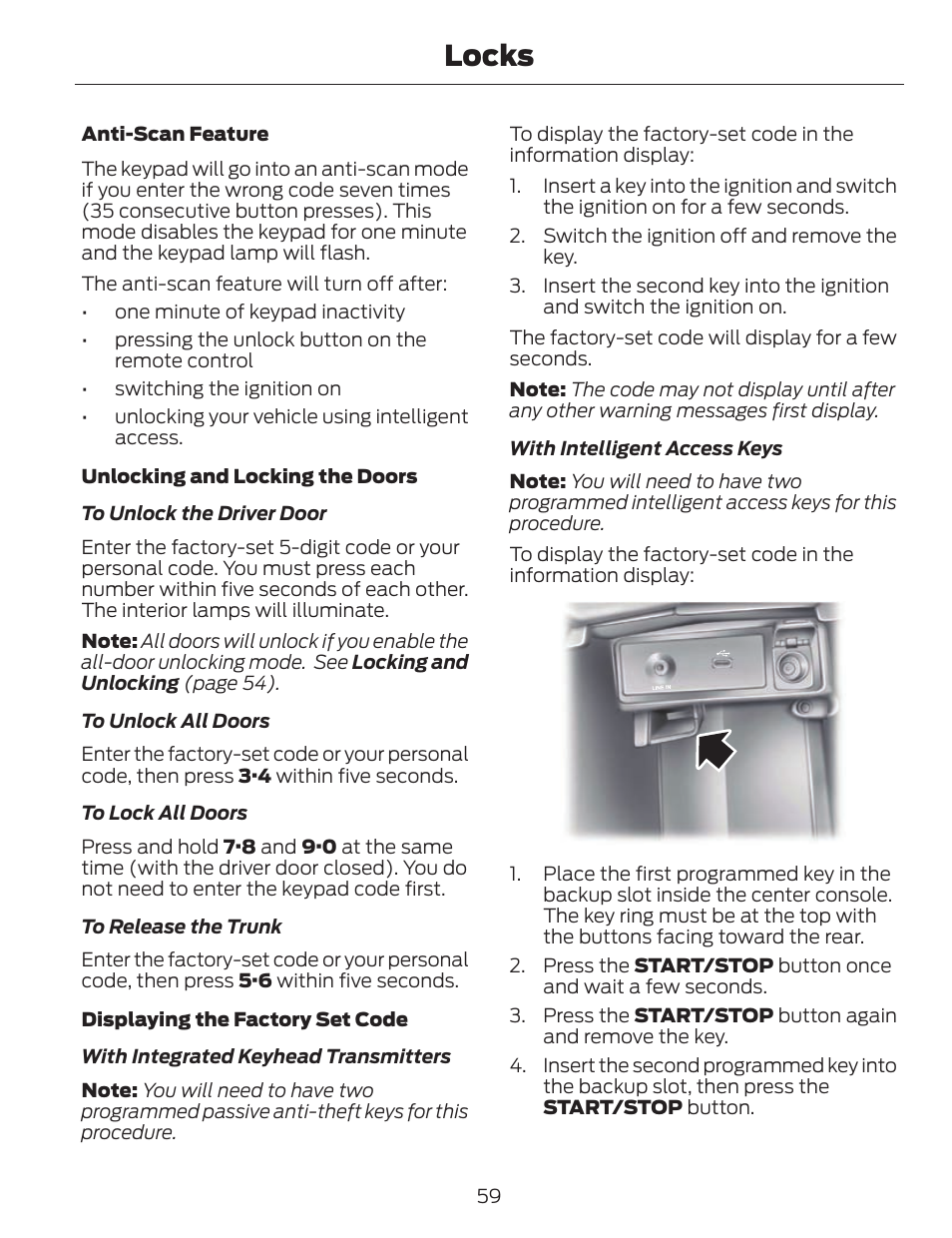 Locks | FORD 2014 Fusion v.1 User Manual | Page 62 / 457
