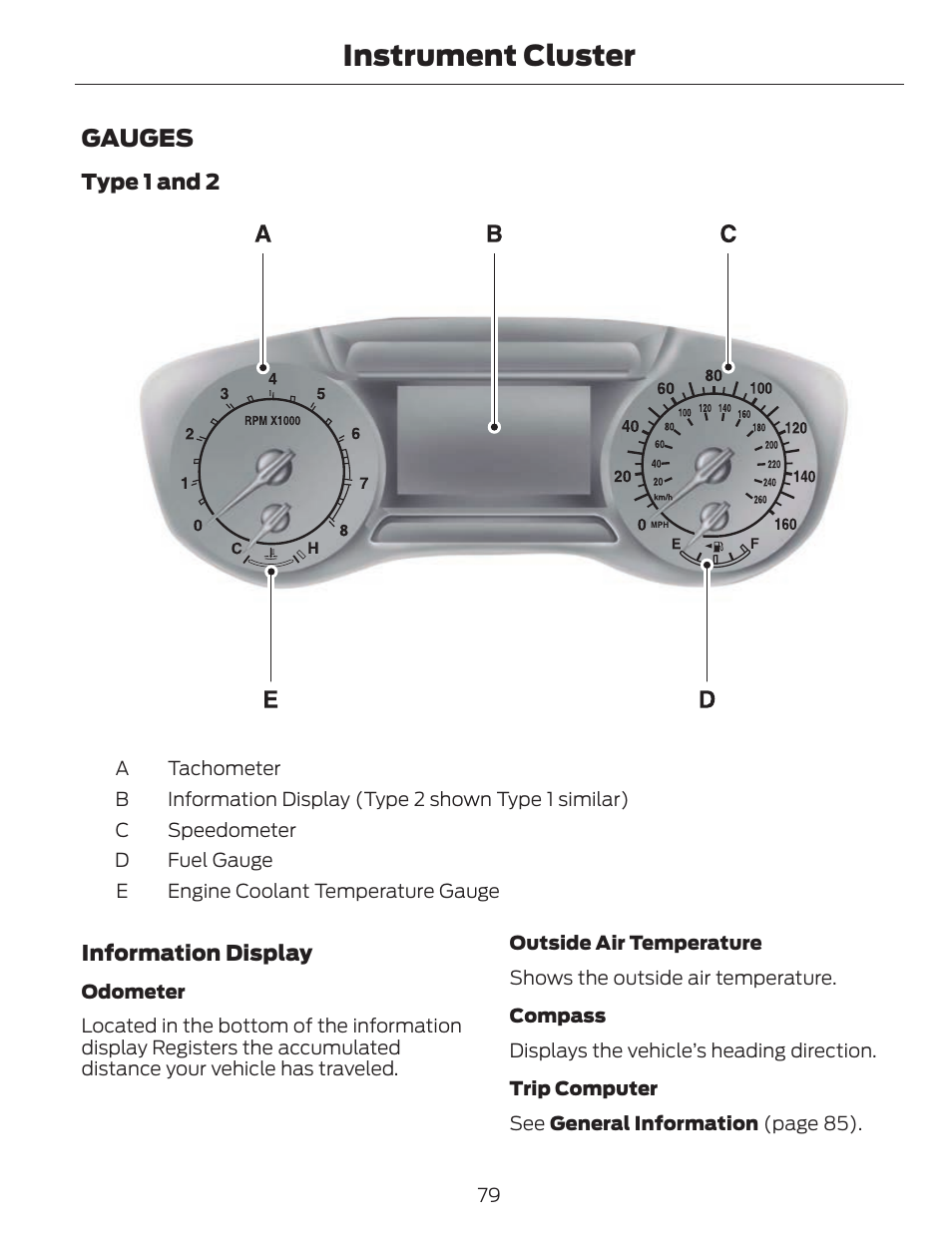 Instrument cluster, Gauges | FORD 2014 Fusion v.1 User Manual | Page 82 / 457