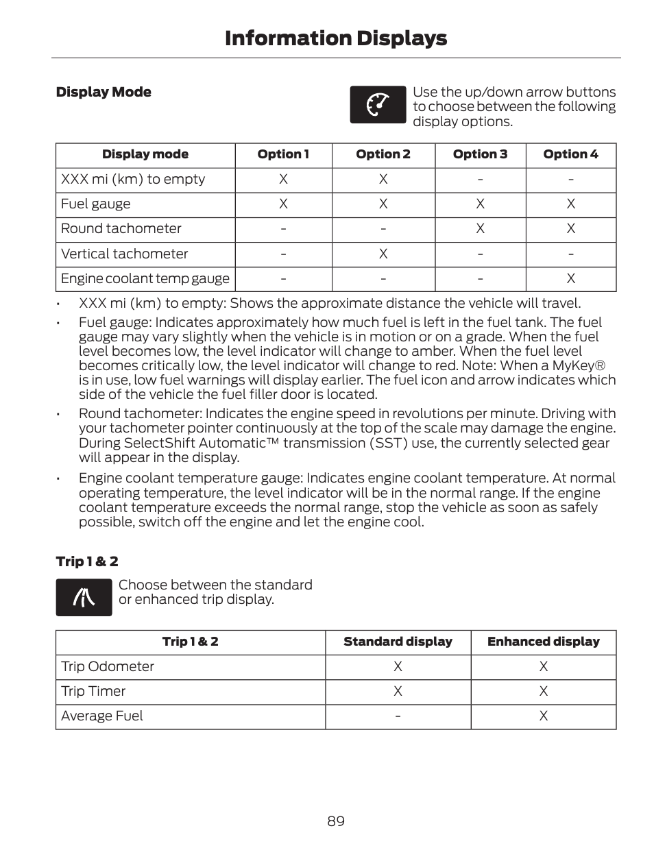 Information displays | FORD 2014 Fusion v.1 User Manual | Page 92 / 457