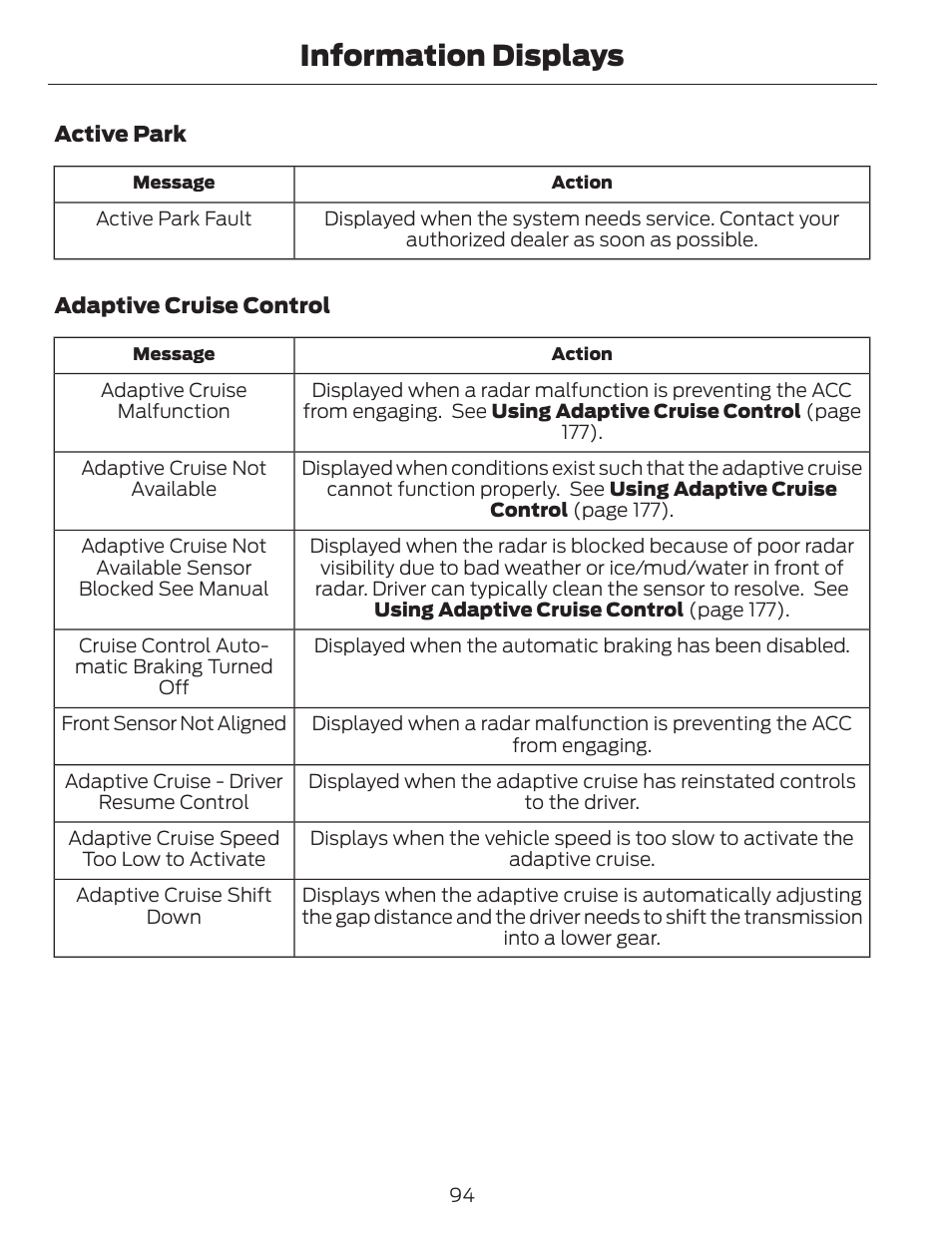 Information displays | FORD 2014 Fusion v.1 User Manual | Page 97 / 457