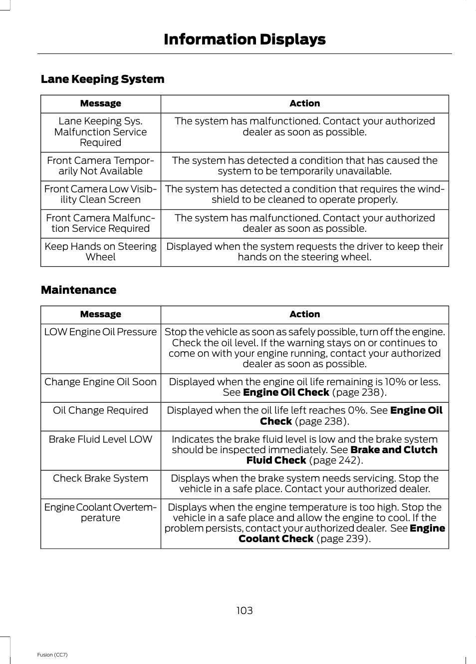 Information displays | FORD 2014 Fusion v.2 User Manual | Page 105 / 453