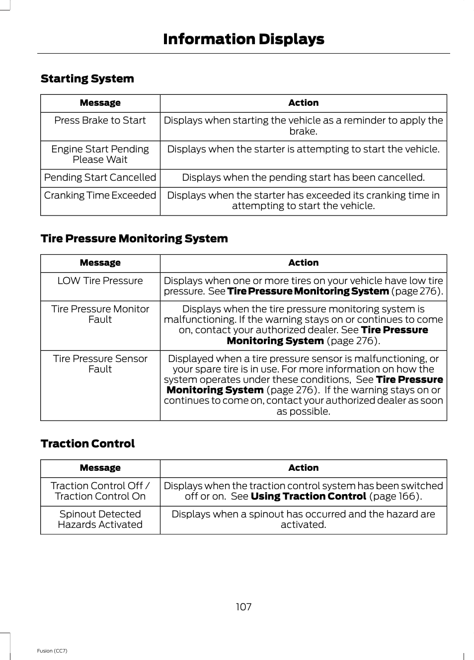 Information displays | FORD 2014 Fusion v.2 User Manual | Page 109 / 453