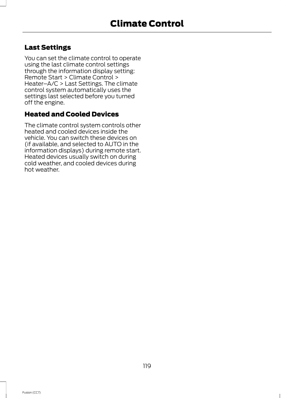Climate control | FORD 2014 Fusion v.2 User Manual | Page 121 / 453