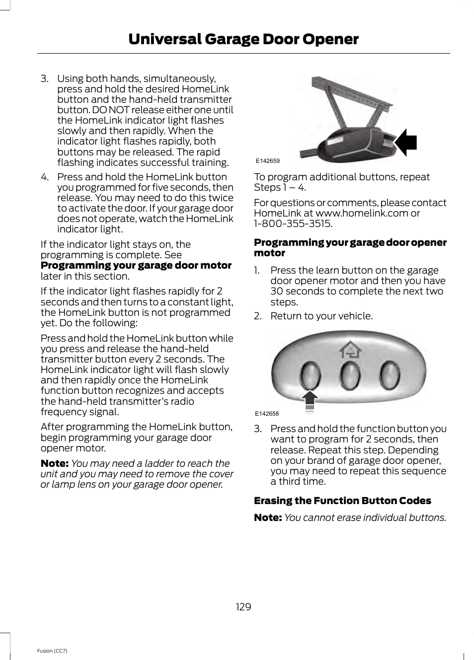Universal garage door opener | FORD 2014 Fusion v.2 User Manual | Page 131 / 453
